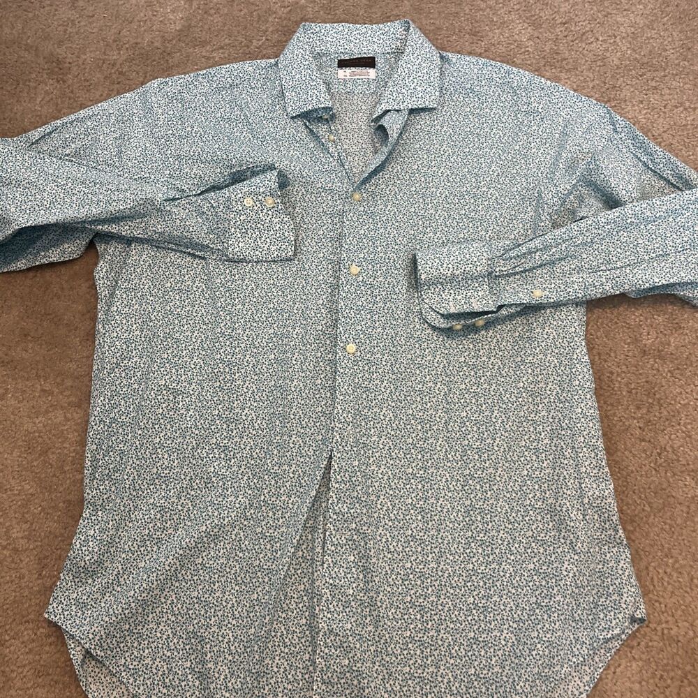 Thomas Dean Men's Teal Floral Button-Down Shirt - Picture 8 of 8